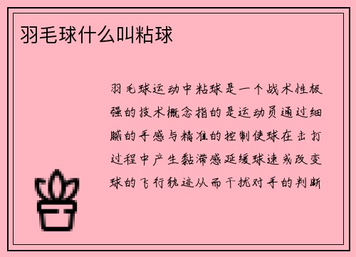 羽毛球什么叫粘球
